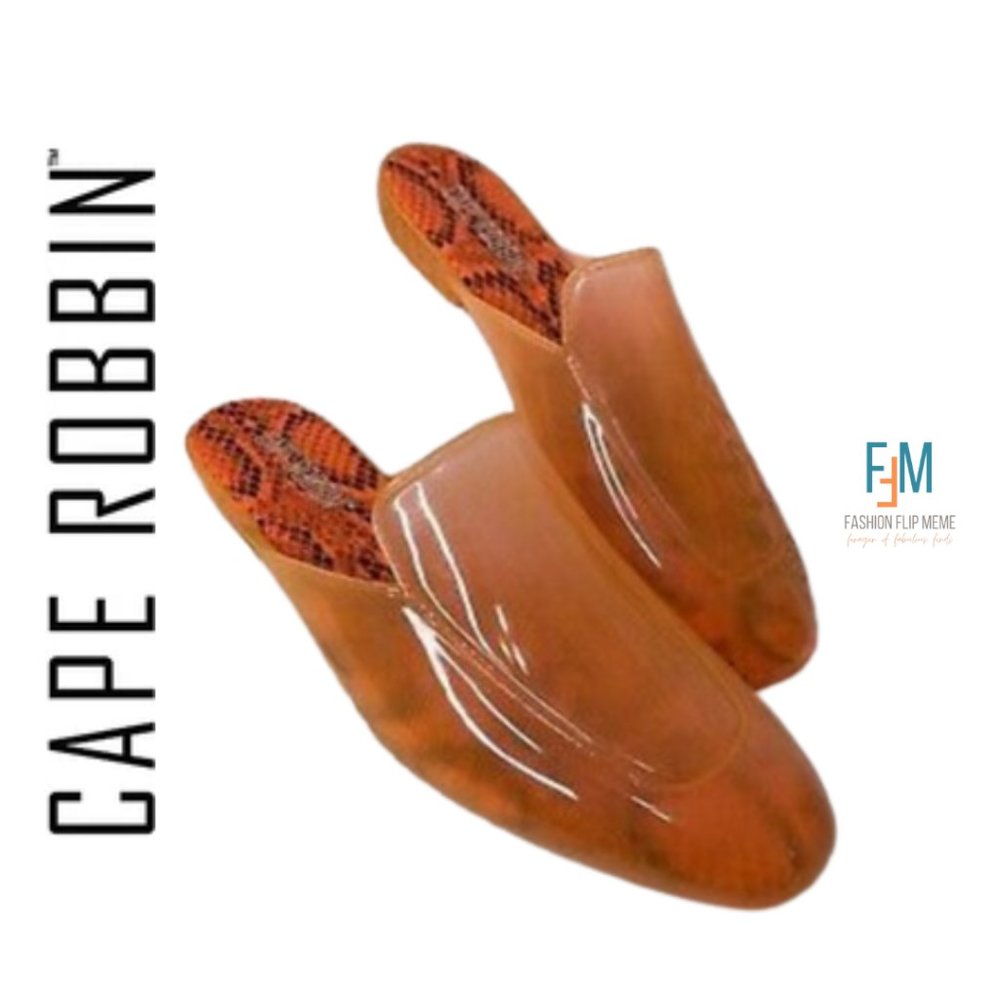 Orange Slip On Flat Jelly Mules Sandal 9M NWOT